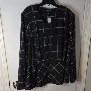 Lane Bryant Black And White Zip Up Blazer With Flared Bottom Size 28